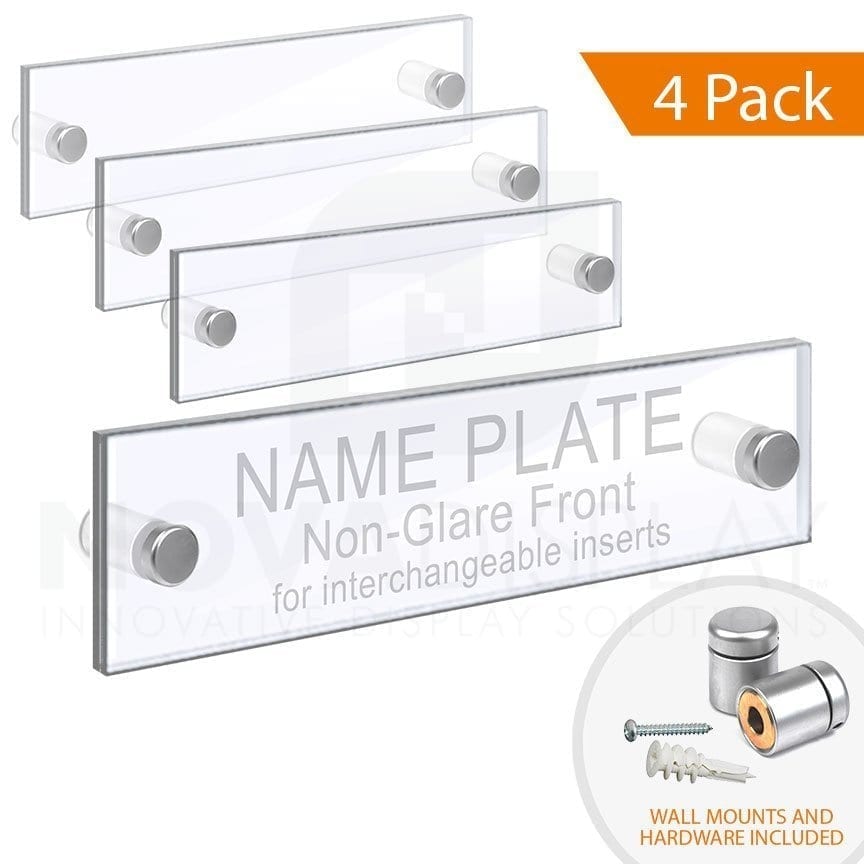 ACRYLIC DOOR NAME PLATE – CLEAR & NON-GLARE ACRYLIC SET / QTY 4